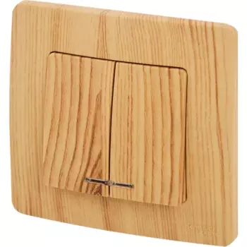 Выключатель встраиваемый Systeme Electric Blanca 2 клавиши с подсветкой цвет ясень