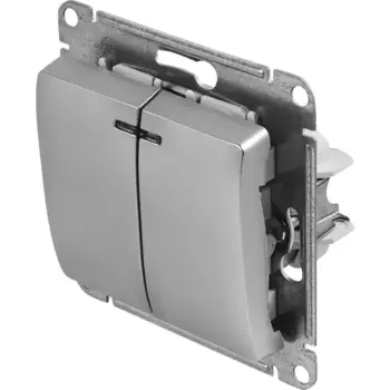 Выключатель встраиваемый Systeme Electric Glossa 2 клавиши цвет алюминий