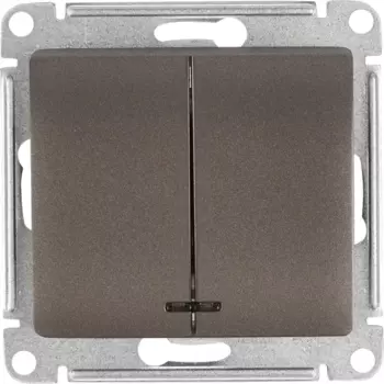 Выключатель встраиваемый Systeme Electric Glossa 2 клавиши с подсветкой цвет графит