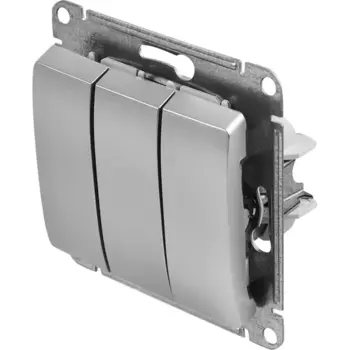 Выключатель встраиваемый Systeme Electric Glossa 3 клавиши цвет алюминий
