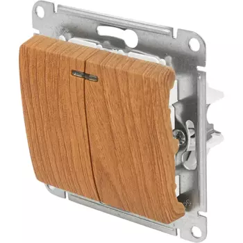 Выключатель встраиваемый Systeme Electric Glossa СХ5А 2 клавиши с подсветкой цвет дуб