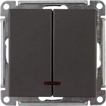 Выключатель встраиваемый Systeme Electric W59 Deco 2 клавиши с подсветкой, цвет графит