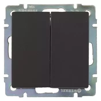 Выключатель встраиваемый Werkel 2 клавиши, цвет черный