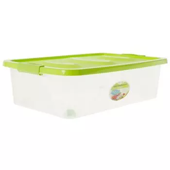 Ящик Астело 60x18x40.4 см пластик с крышкой на колесах цвет прозрачный