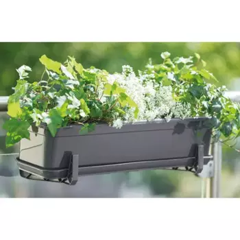 Ящик балконный для цветов 15x40x25 см v4 л пластик грей