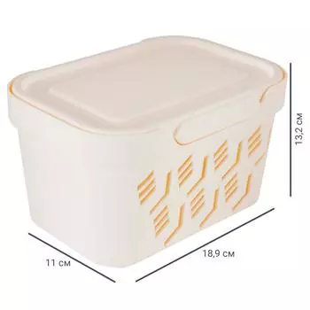 Ящик DELUXE с крышкой 190х130х110 мм, 1,9 л, пластик, цвет бежевый