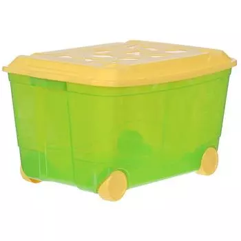 Ящик для игрушек на колесах 58x39x33.5 см 45 л пластик с крышкой цвет прозрачный