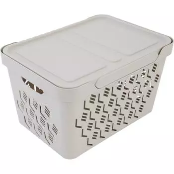Ящик перфорированный 38x27.5x22.1 см 18 л пластик с крышкой цвет бежевый