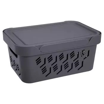 Ящик с крышкой Бытпласт Deluxe, 190x120x270 мм, 4.6 л, полипропилен, цвет серый