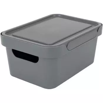 Ящик с крышкой Luxe, 270х190х120 мм, 4,6 л, полипропилен, цвет серый