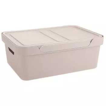 Ящик универсальный 38x27.5x14.1 см 12 л пластик с крышкой цвет бежевый