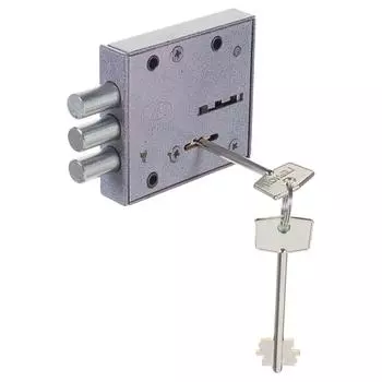 Замок накладной Блок-2М, с никелированным ключом, цвет серый