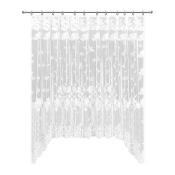 Занавеска для кухни на ленте Лилии 200x165 см жаккард цвет белый