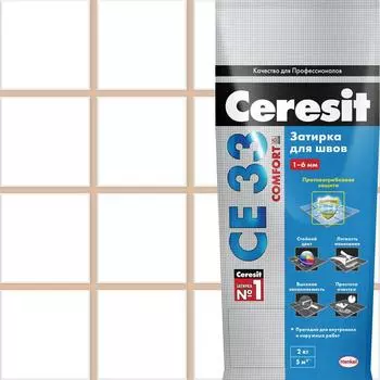 Затирка для узких швов Ceresit CE 33 «Comfort», ширина шва 2-6 мм, 2 кг, сталь, цвет карамель