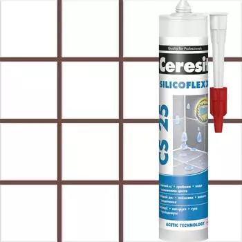 Затирка-герметик силиконовая Ceresit CS 25, 280 мл, сталь, цвет тёмно-коричневый