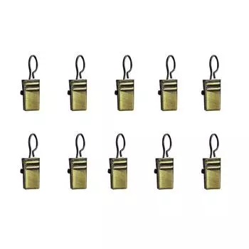 Крючок-зажим на кольцо Inspire d20 мм для штор на штанговый карниз 3 см цвет античное золото 10 шт