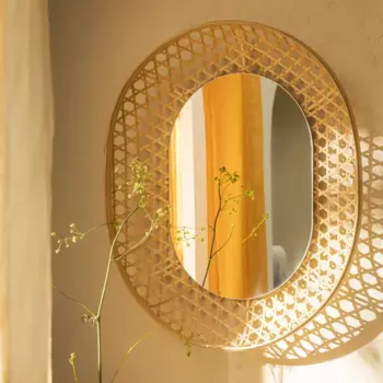 Зеркало декоративное Inspire Palmeira Natural овальное 65x78 см