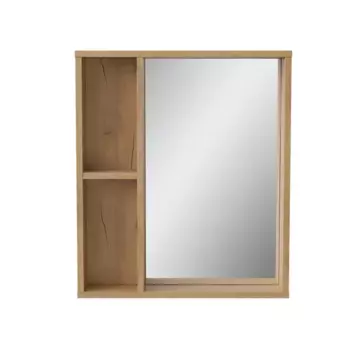 Зеркало для ванной Сохо Konsensa с полками 60x69.6 см цвет светлый дуб