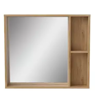 Зеркало для ванной Сохо Konsensa с полками 80x69.6 см цвет светлый дуб
