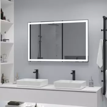 Зеркало для ванной Status с подсветкой 100x70 см цвет серый