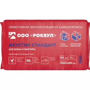Звукоизоляция Роквул Акустик 100 мм 5 шт 600x1000 мм 3 м
