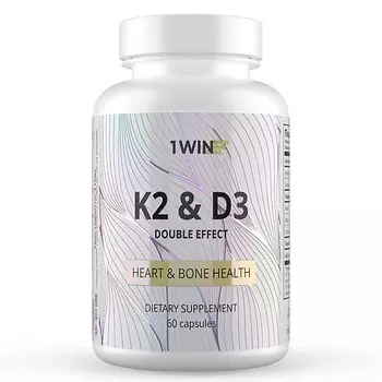 1WIN Комплекс Витамин D3 + K2 Дабл эффект Dietary Supplement K2 & D3 double effect