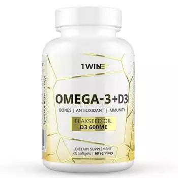 1WIN Омега 3 + Витамин Д3 600МЕ Dietary Supplement Omega 3 + D3 600МЕ