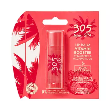 305 MIAMI SPA Бальзам для губ Клубника и масло макадамии Lip balm vitamin booster Strawberry & Macadamia oil