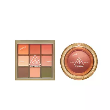 3CE Набор: Палетка теней для век Multi Eye Color Palette + Бальзам для щёк и глаз Bouncy Blur Balm