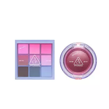 3CE Набор: Палетка теней для век Multi Eye Color Palette + Бальзам для щёк и глаз Bouncy Blur Balm