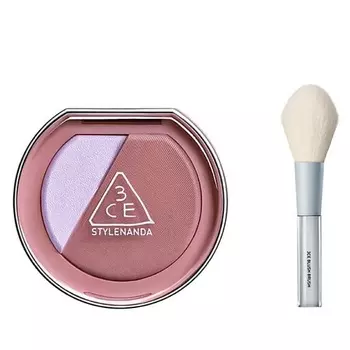 3CE Набор: Румяна и хайлайтер Blushlighter + Кисть для румян Blush Brush