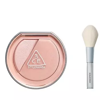 3CE Набор: Румяна и хайлайтер Blushlighter + Кисть для румян Blush Brush