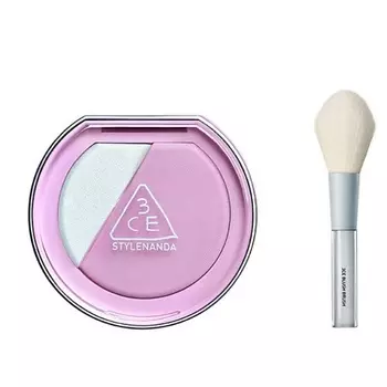 3CE Набор: Румяна и хайлайтер Blushlighter + Кисть для румян Blush Brush