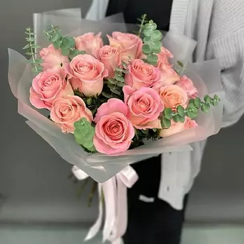 4 СЕЗОНА Дуобукет из роз и эвкалипта