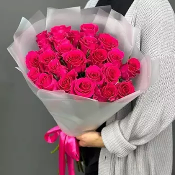 4 СЕЗОНА Монобукет из 25 ярко-розовых роз