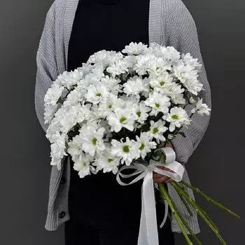 4 СЕЗОНА Монобукет из 9 белых кустовых хризантем