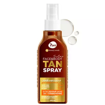 7DAYS Автозагар для тела и лица увлажняющий с Пантенолом и Алоэ Вера SUN CARE TAN SPRAY, спрей 200.0