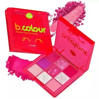 7DAYS Палетка теней для век B.COLOUR 9 цветов: яркие, матовые, с блестками, нюд