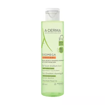 A-DERMA Очищающий гель 2-в-1 для тела и волос Exomega Control