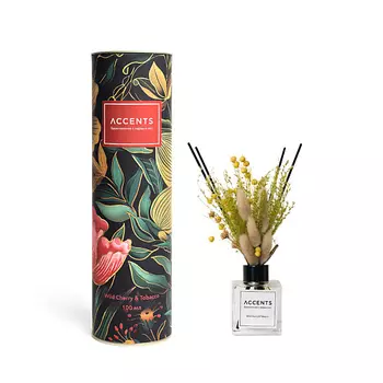 ACCENTS ВДОХНОВЕНИЕ С ПЕРВЫХ НОТ Аромадиффузор для дома с сухоцветами WILD CHERRY & TOBACCO