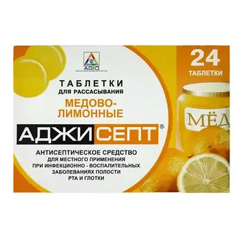 АПТЕКА Аджисепт таб. д/рассас медово-лимонные N24
