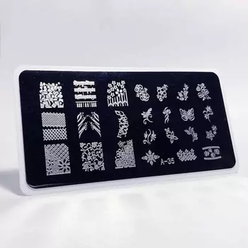AEROPUFFING Пластина для стемпинга Stamping Plate Цветочный принт