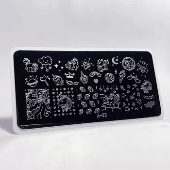 AEROPUFFING Пластина для стемпинга Stamping Plate Единороги №2