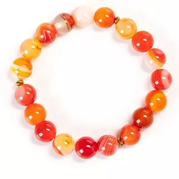 AGAT-ILONA Браслет из натурального агата 10 мм с вставками гематита