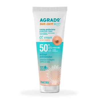 AGRADO Влагостойкий солнцезащитный СС крем с коллагеном SPF50+, тон средний