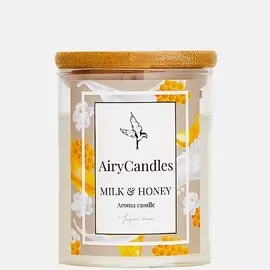 AIRYCANDLES Свеча ароматическая MILK &amp; HONEY с деревянным фитилем