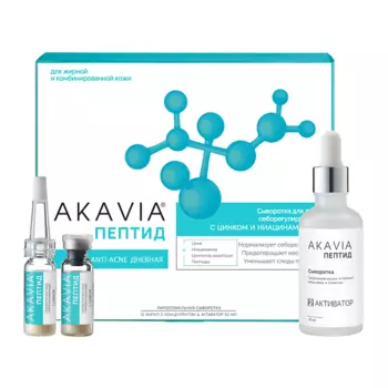 АКАВИЯ PEPTIDE Сыворотка Anti-Аcne дневная Для лица себорегулирующая с цинком и ниацинамидом