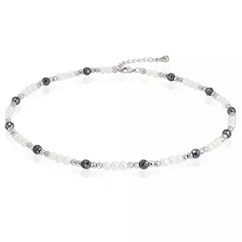 ALERIE-ACCESSORIES Чокер из натурального гематита и жемчуга-майорки Miniature Pearl&Silver