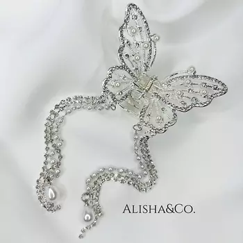 ALISHA&CO. Крабик для волос со жемчугом Pearl Butterfly