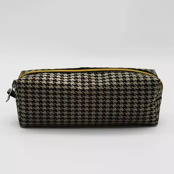 ALISSIROSSI Косметичка-пенал женская маленькая из ткани "Бежевая гусиная лапка"